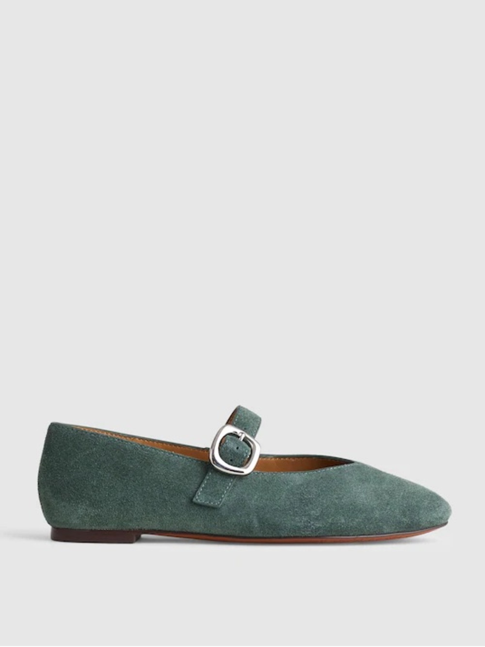 Madewell The Remy Mary Jane Flat in Architect Green Suede Size 6.5